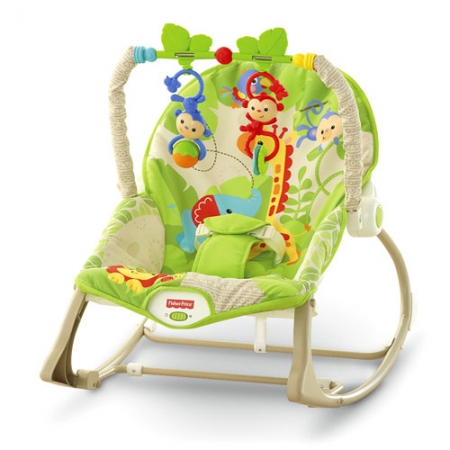 Массажное кресло-качалка Fisher-Price «Веселые обезьянки»  для детей от рождения и до 3-х лет
