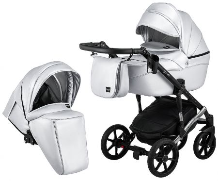 Коляска 2 в 1 Bair Polo (Silver) кожа 100% 27S серебро (перламутр)