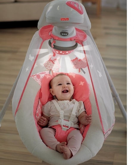 Fisher-Price укачивающий центр для новорожденного «Коралловый цветочек»  Cradle 'n Swing, Coral Floral
