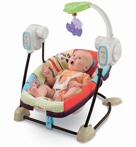 Качели портативные для новорожденных «Любимый зоопарк» Fisher-Price Space Saver Swing and Seat, Luv U Zoo