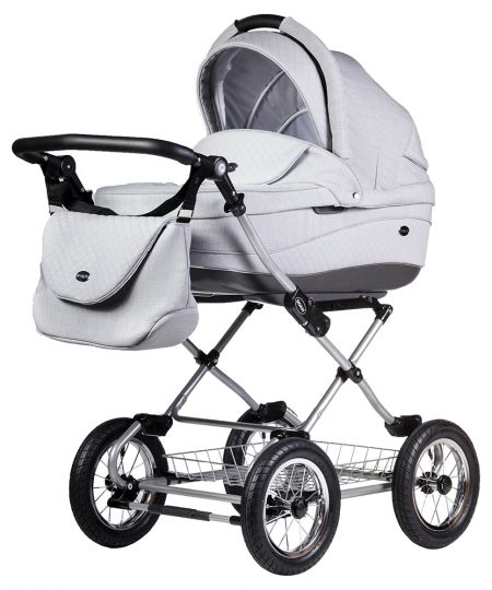 Коляска 2 в 1 классическая Roan Emma (12"sery) E72 светло-серый - светло-серый (кожа)