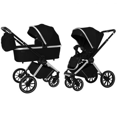 Коляска универсальная CARRELLO Optima CRL-6503 (2in1) Leather Black в льне /1/