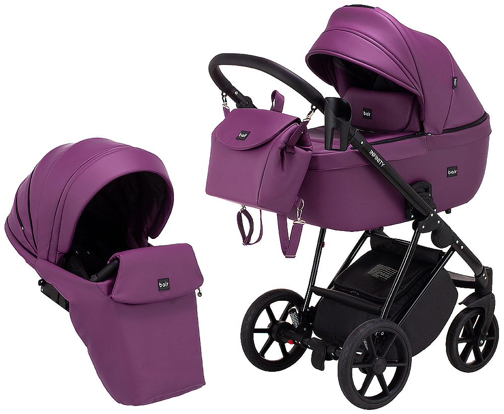 Коляска 2 в 1 Bair Infinity кожа 100% BI-07 purple (фиолетовый)
