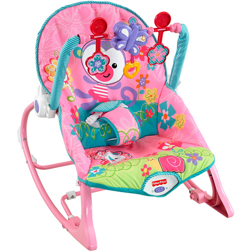 Массажное кресло-качалка с музыкой РОЗОВАЯ ОБЕЗЬЯНКА Fisher-Price от рождения и до 3-х ле