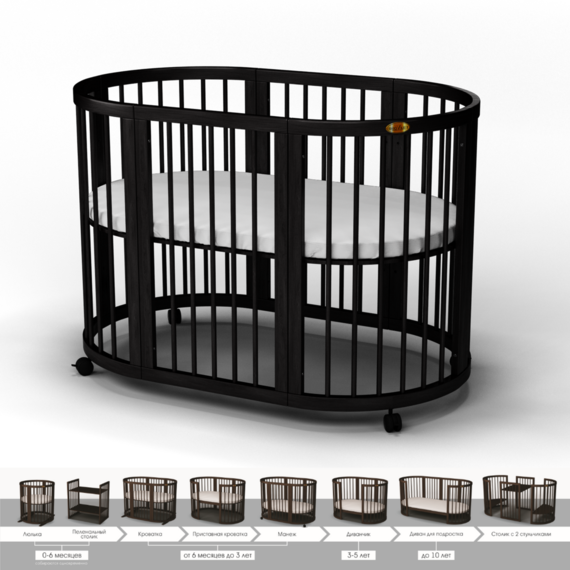 Круглая кроватка - трансформер SMART BED ROUND 9-в-1