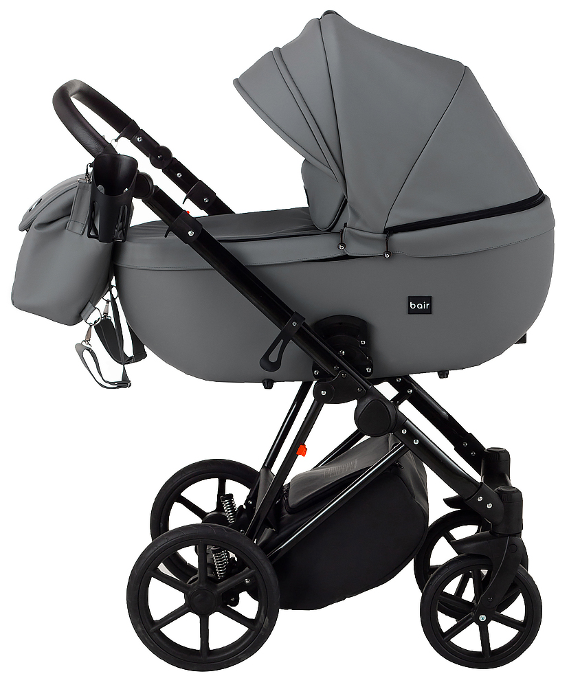 Коляска 2 в 1 Bair Infinity кожа 100% BI-2233-AMO graphite (графит)