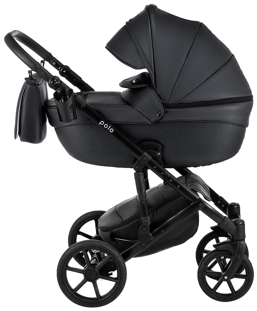 Коляска 2 в 1 Bair Polo (Black) кожа 100% 32 черный