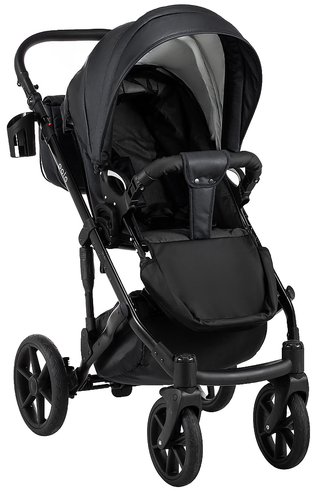Коляска 2 в 1 Bair Polo (Black) кожа 100% 32 черный