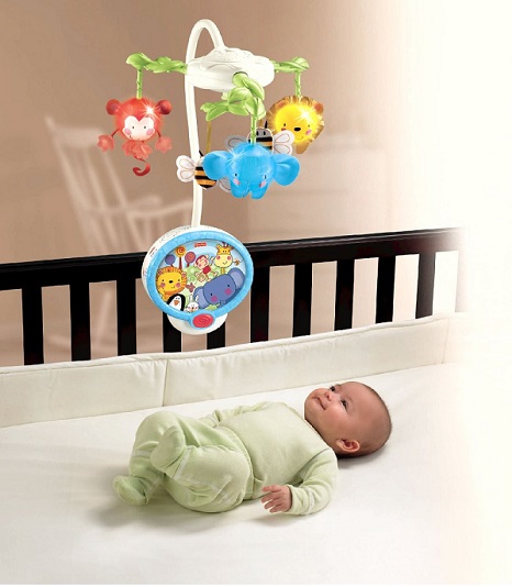 Мобиль на детскую кроватку Fisher-Price с мерцающими огнями и проектор Звездное небо (два в одном)