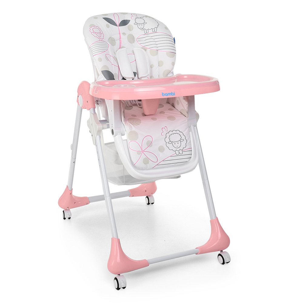 Стульчик для кормления с регулируемой спинкой Bambi M 3233 Lamb Light Pink