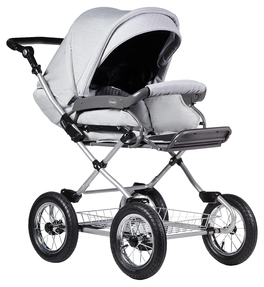 Коляска 2 в 1 классическая Roan Emma (12"sery) E72 светло-серый - светло-серый (кожа)