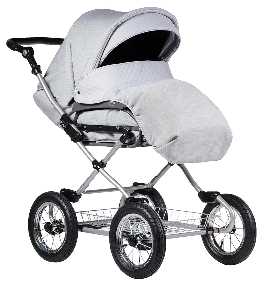 Коляска 2 в 1 классическая Roan Emma (12"sery) E72 светло-серый - светло-серый (кожа)