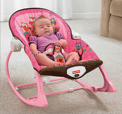 Массажное кресло-качалка Fisher-Price РОЗОВАЯ СОВА