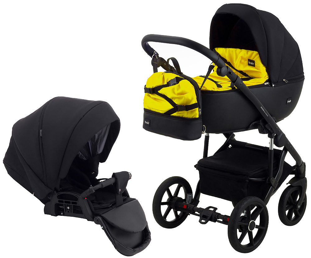 Коляска 2 в 1 Bair Future FF-03 черный-желтый