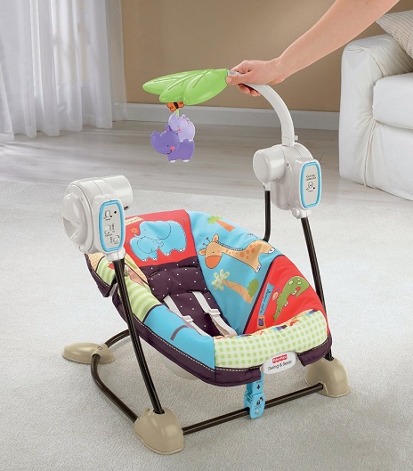 Качели портативные для новорожденных «Любимый зоопарк» Fisher-Price Space Saver Swing and Seat, Luv U Zoo