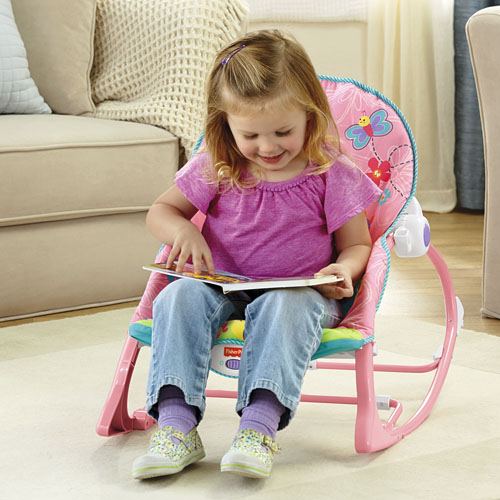 Массажное кресло-качалка с музыкой РОЗОВАЯ ОБЕЗЬЯНКА Fisher-Price от рождения и до 3-х ле