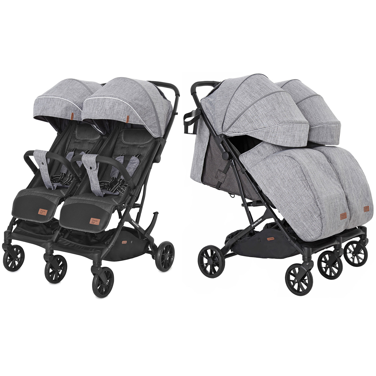 Коляска прогулочная CARRELLO Presto Duo CRL-5506 Pitch Grey +дождевик /1/ MOQ