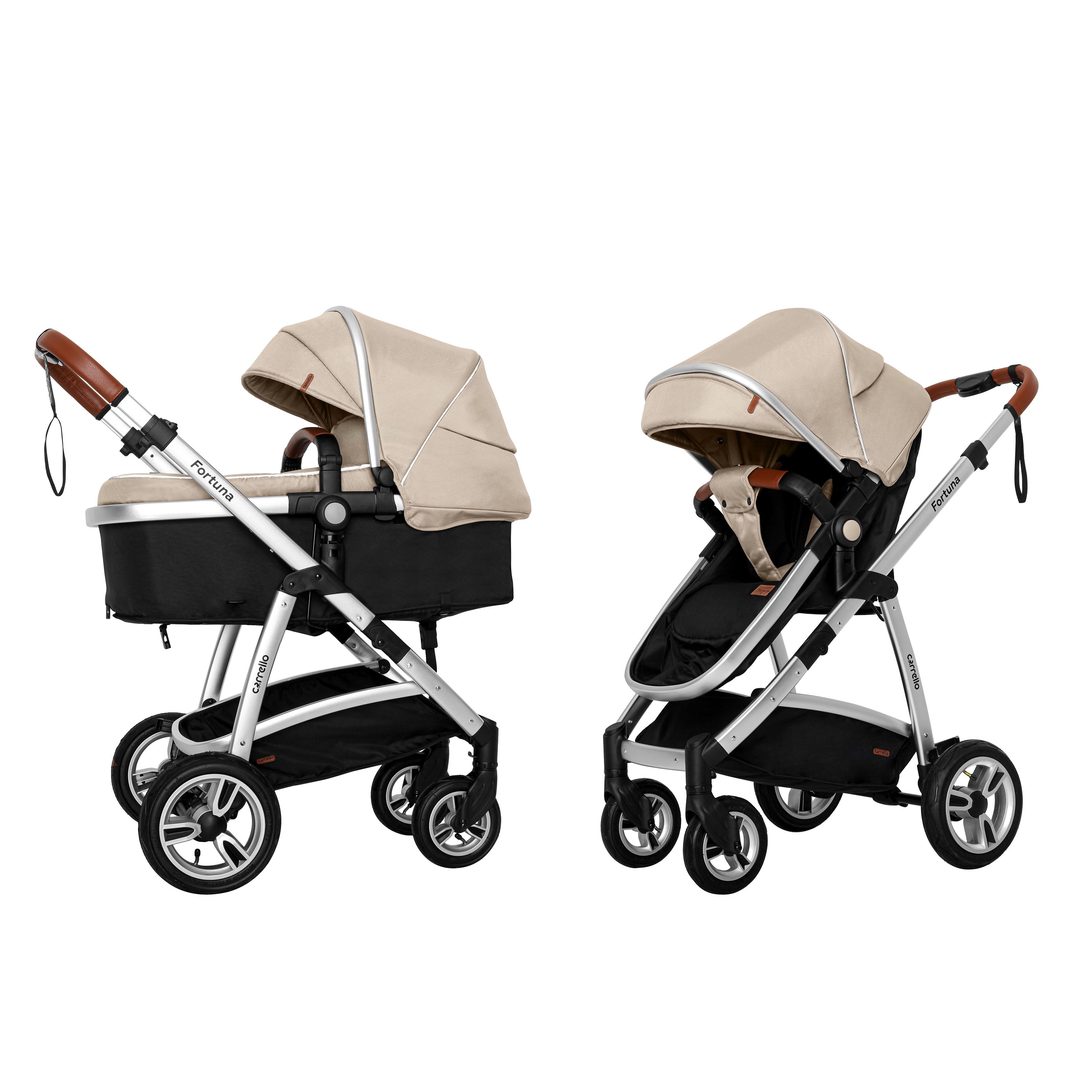 Коляска универсальная CARRELLO Fortuna CRL-9001/1 Peanut Beige 2в1 c матрасом +дождевик L /1/