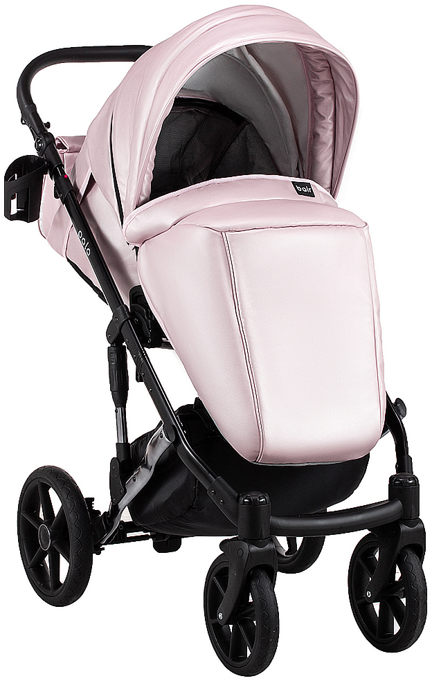 Коляска 2 в 1 Bair Polo (Silver) кожа 100% 39S розовый (перламутр)