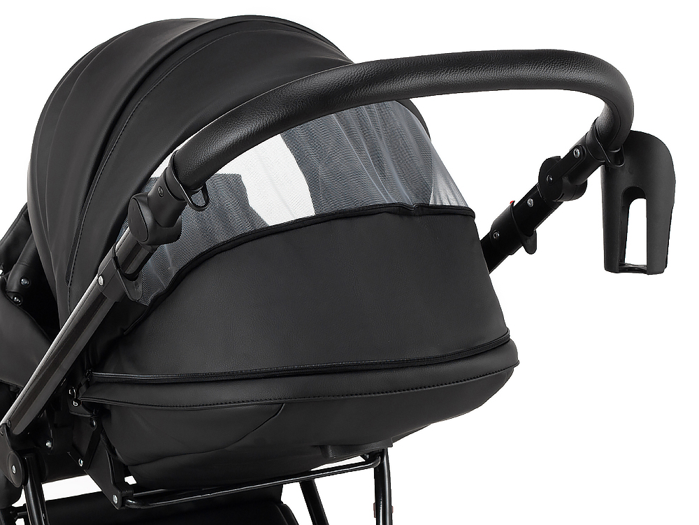 Коляска 2 в 1 Bair Infinity кожа 100% BI-2230-AMO black (черный)