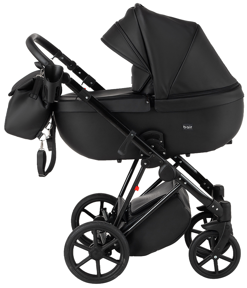 Коляска 2 в 1 Bair Infinity кожа 100% BI-2230-AMO black (черный)