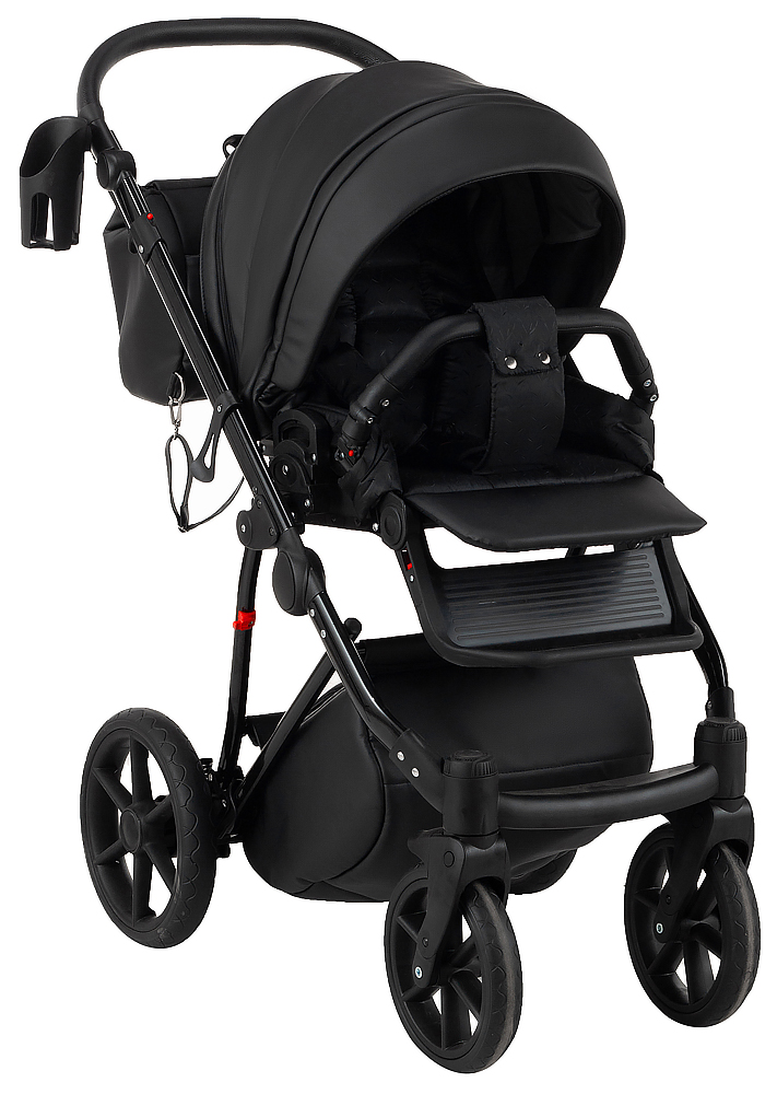 Коляска 2 в 1 Bair Infinity кожа 100% BI-2230-AMO black (черный)