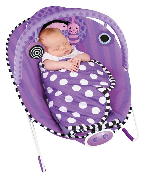 Детский  шезлонг Sassy Cuddle Bug Bouncer ФИОЛЕТОВАЯ БАБОЧКА