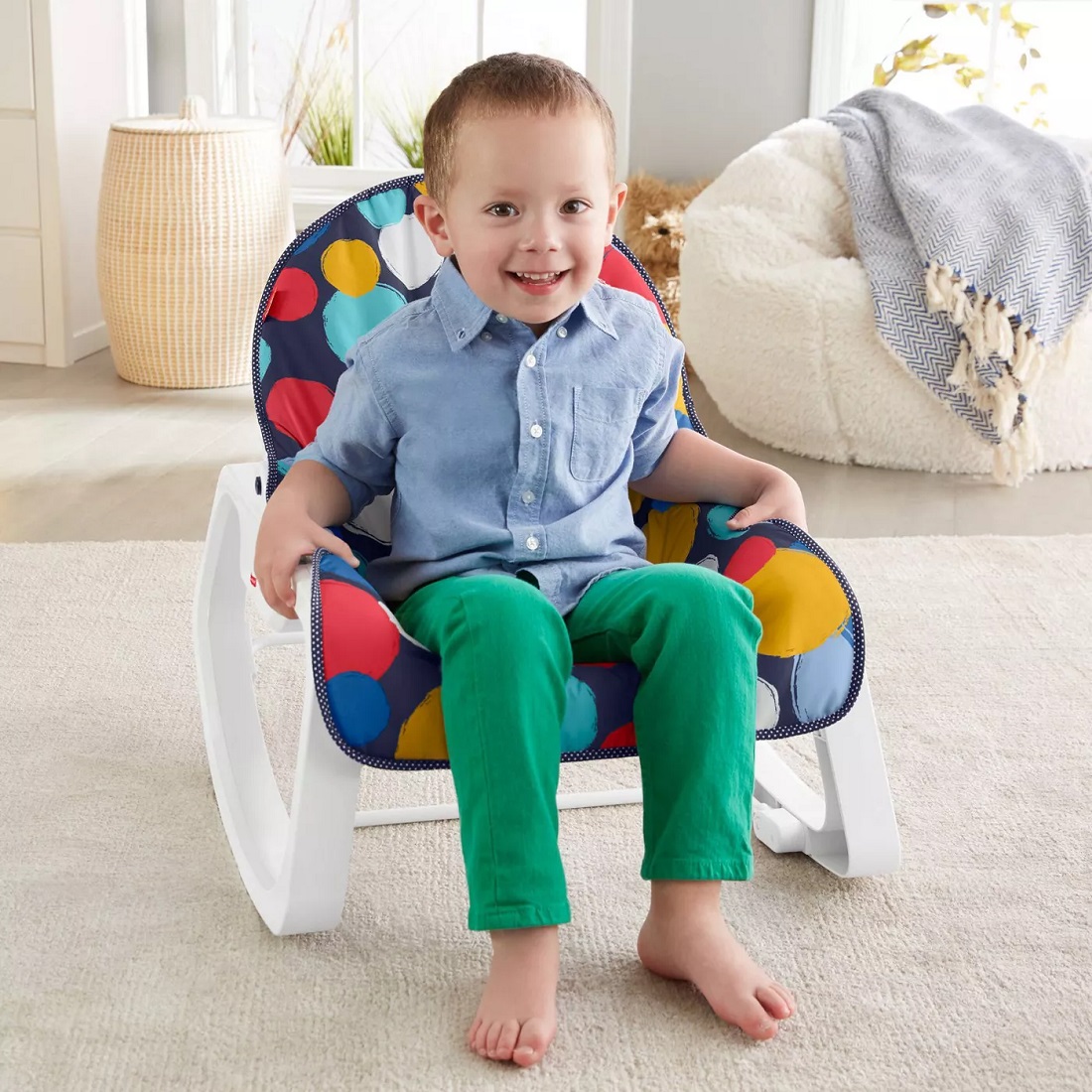 Детский шезлонг - детское кресло - качалка Fisher Price ФЕЙЕРВЕРК Фишер прайс ОРИГИНАЛ США
