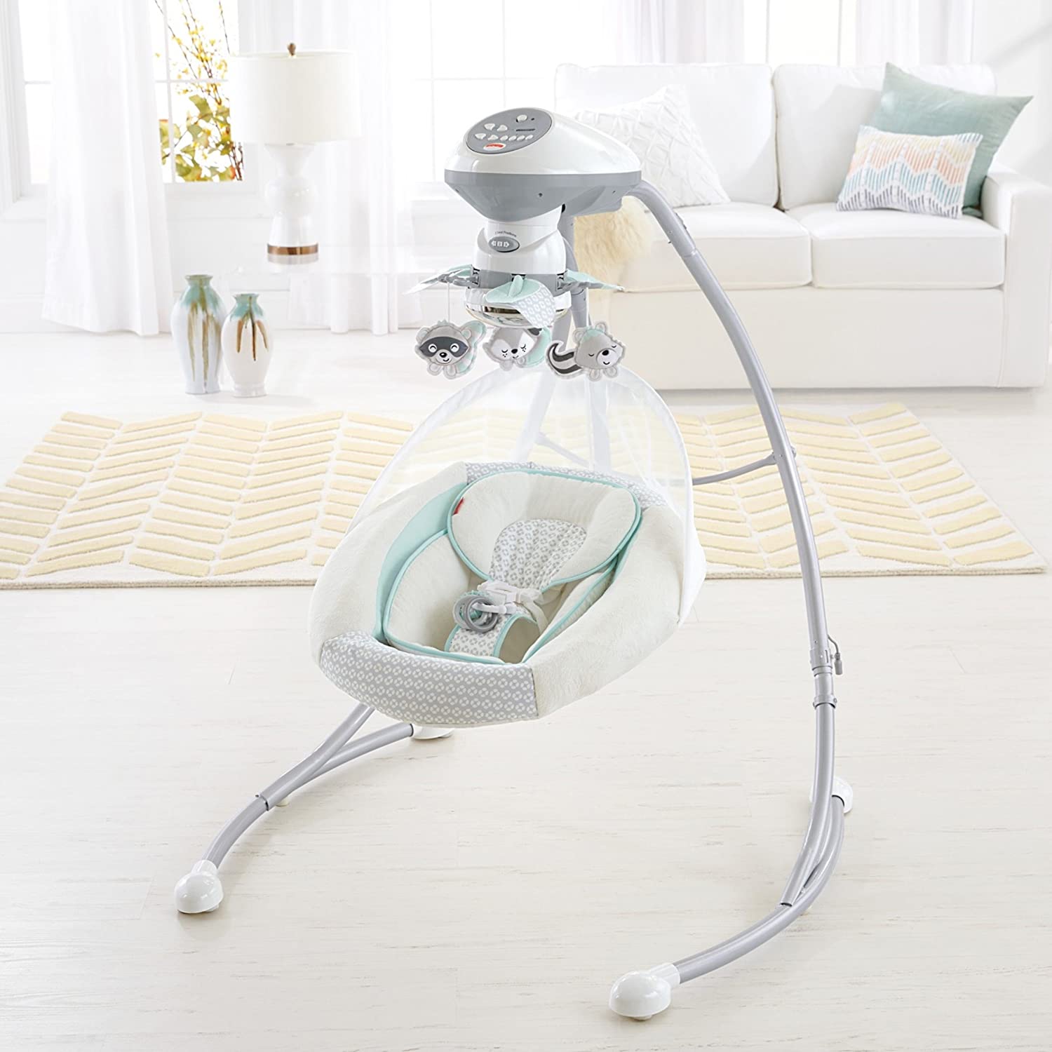 Детский укачивающий центр Fisher-Price «Мой маленький енотик» колыбель-качели для новорожденых
