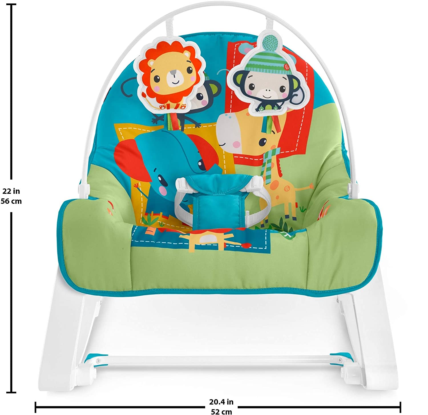 Детское массажное кресло-качалка Fisher-Price РАЗНОЦВЕТНЫЕ ДЖУНГЛИ от 0 до 18 кг