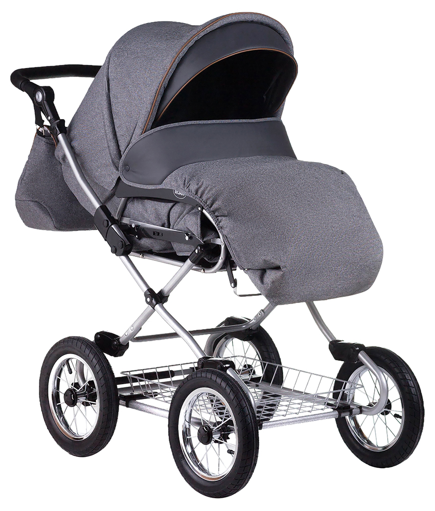 Коляска 2 в 1 классическая Roan Emma (12"sery) E56 серый - графит (кожа)