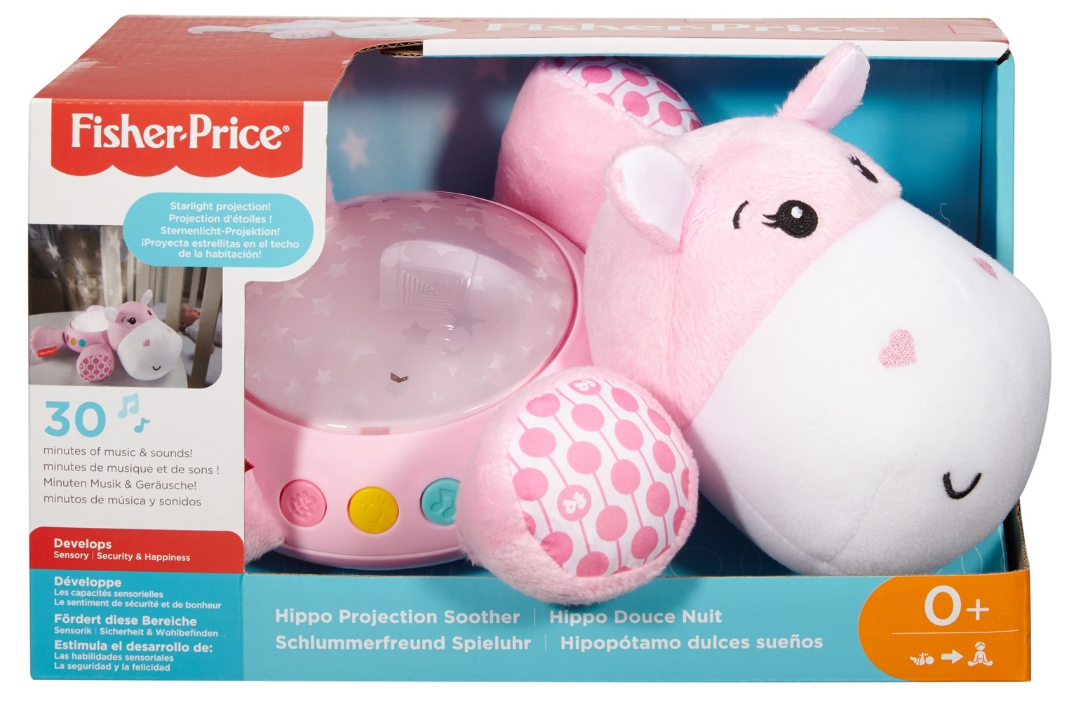 Музыкальный ночник-проектор "Розовый гиппопотам" Fisher-Price