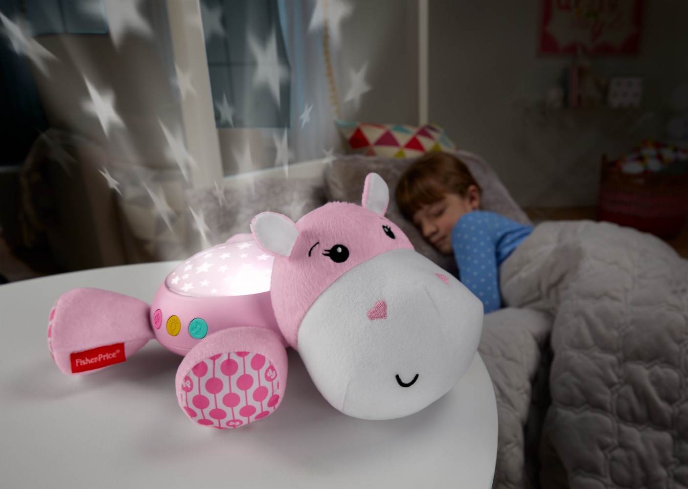 Музыкальный ночник-проектор "Розовый гиппопотам" Fisher-Price