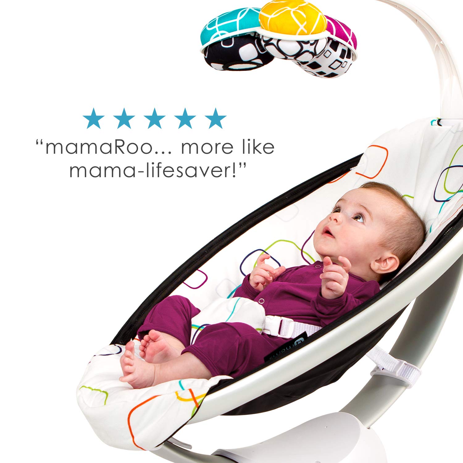 Детские качели МАМАРУ 4moms укачивающий центр mamaRoo 4 Bluetooth-Enabled high-tech Silver plush