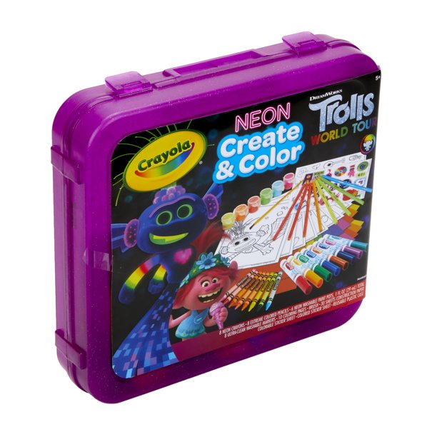 Набор для рисования Crayola Тролли с неоновыми красками и наклейками 70 предметов