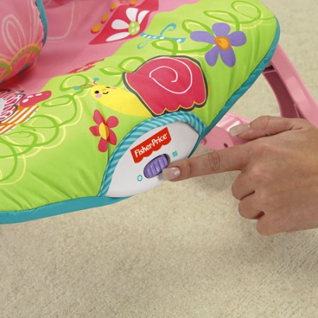 Массажное кресло-качалка с музыкой РОЗОВАЯ ОБЕЗЬЯНКА Fisher-Price от рождения и до 3-х ле