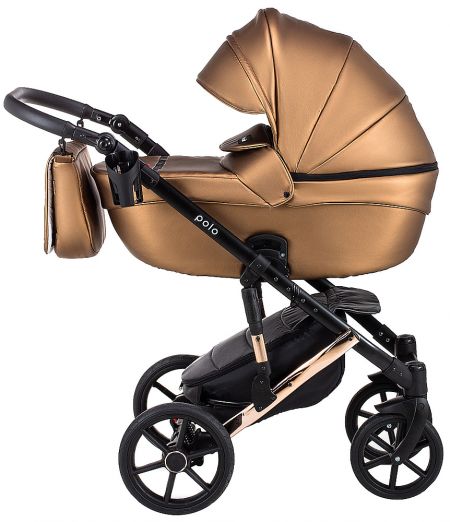 Коляска 2 в 1 Bair Polo (Cooper) кожа 100% 28C бронза (перламутр)
