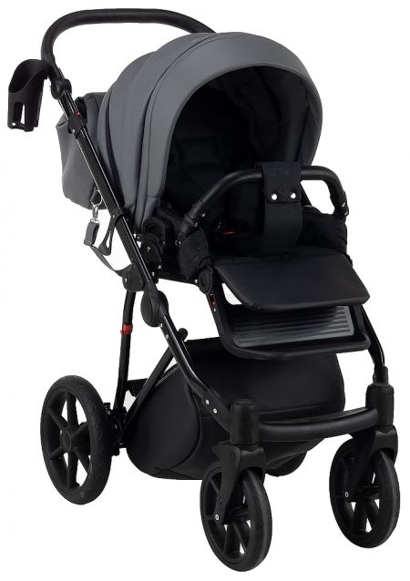Коляска 2 в 1 Bair Infinity кожа 100% BI-2233-AMO graphite (графит)