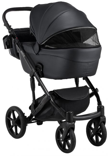 Коляска 2 в 1 Bair Polo (Black) кожа 100% 32 черный