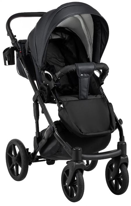 Коляска 2 в 1 Bair Polo (Black) кожа 100% 32 черный