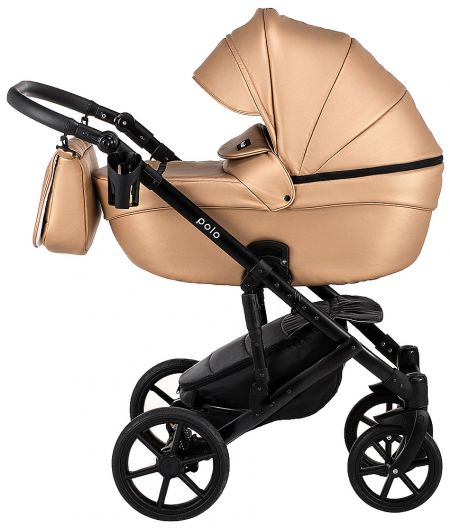Коляска 2 в 1 Bair Polo (Black) кожа 100% 26 капучино (перламутр)