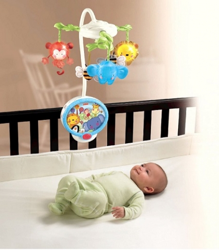 Мобиль на детскую кроватку Fisher-Price с мерцающими огнями и проектор Звездное небо (два в одном)