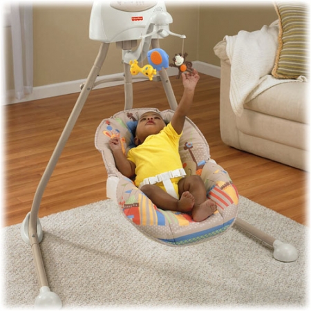 Укачивающий центр, колыбель качели для младенцев «Африка» Fisher-Price Cradle 'N Swing – Berceau