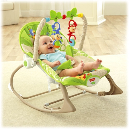 Массажное кресло-качалка Fisher-Price «Веселые обезьянки»  для детей от рождения и до 3-х лет