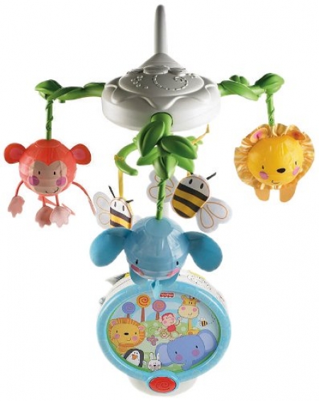 Мобиль на детскую кроватку Fisher-Price с мерцающими огнями и проектор Звездное небо (два в одном)