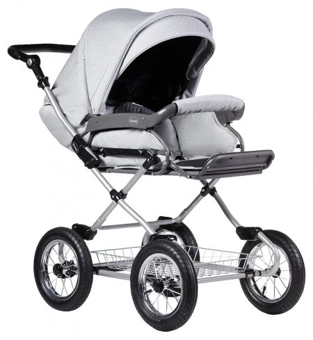 Коляска 2 в 1 классическая Roan Emma (12"sery) E72 светло-серый - светло-серый (кожа)