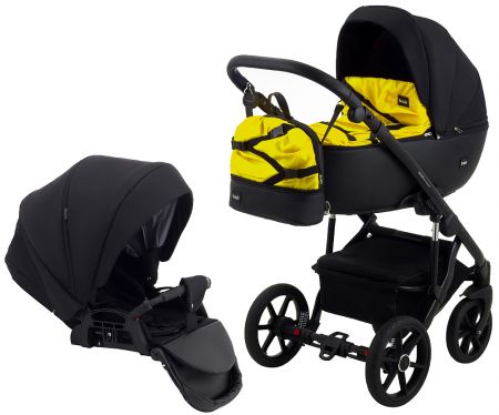 Коляска 2 в 1 Bair Future FF-03 черный-желтый