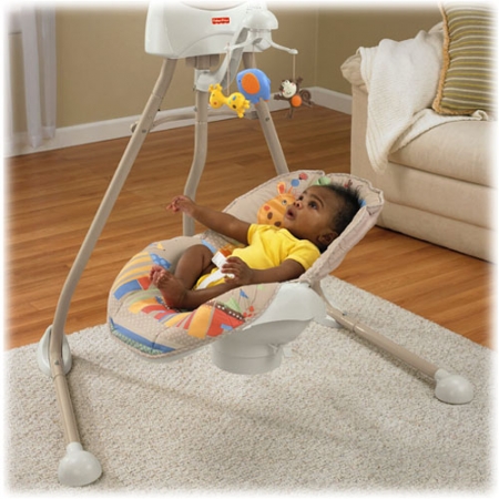 Укачивающий центр, колыбель качели для младенцев «Африка» Fisher-Price Cradle 'N Swing – Berceau
