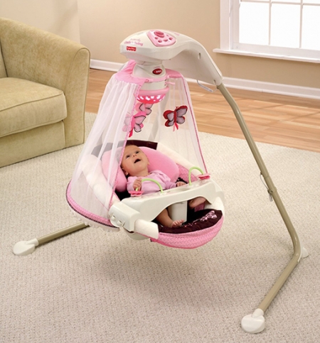 Колыбель-качели, укачивающий центр Fisher-Price с проектором «Бабочка Мокко» (Mocha Butterfly Papasan)