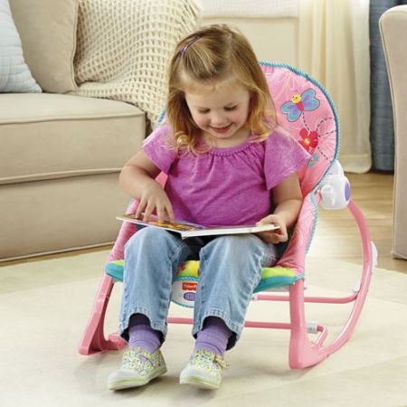 Массажное кресло-качалка с музыкой РОЗОВАЯ ОБЕЗЬЯНКА Fisher-Price от рождения и до 3-х ле